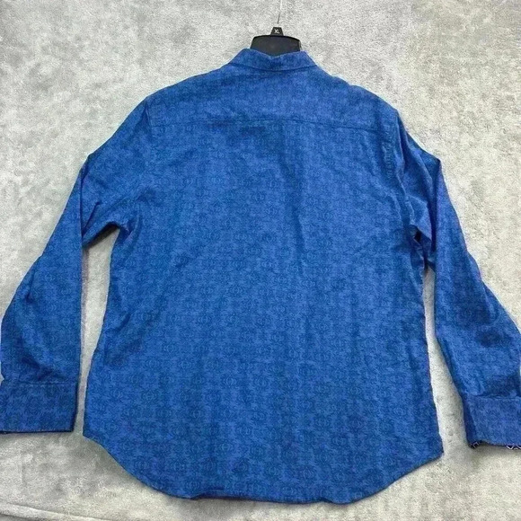 Robert Graham Shirt Men's 2XL Blue Geometric Print Button Up Paisley Long Sleeve - Picture 9 of 10